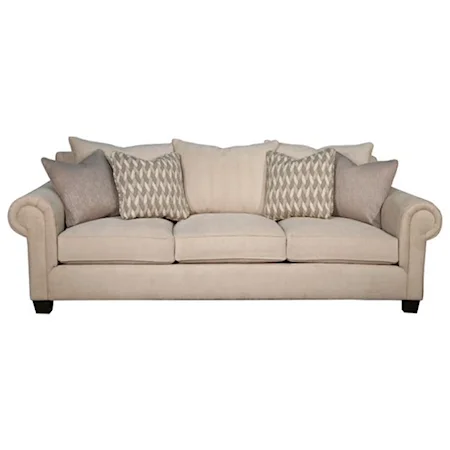 Traditional Sofa with Rolled Panel Arms